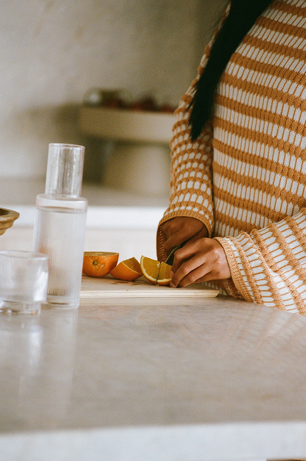 SAMPLE-Morela Knit Dress - Honey Stripe