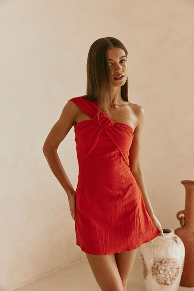 Red One Shoulder Mini Dimmi Dress – SABO