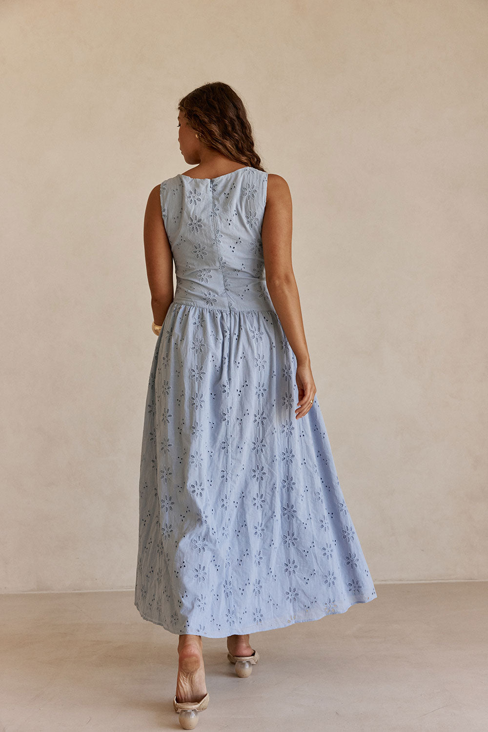 Blue Broderie Button Maxi Odessa Dress S | by SABO Blue Broderie Button Maxi Odessa Dress S | by SABO