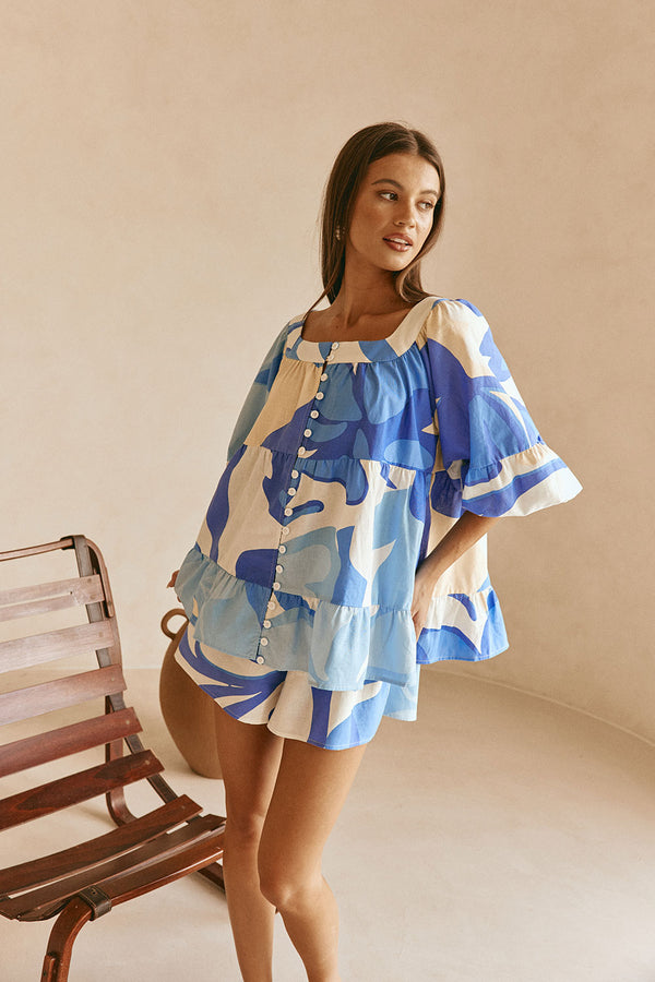 Elara Top - Valley Blue