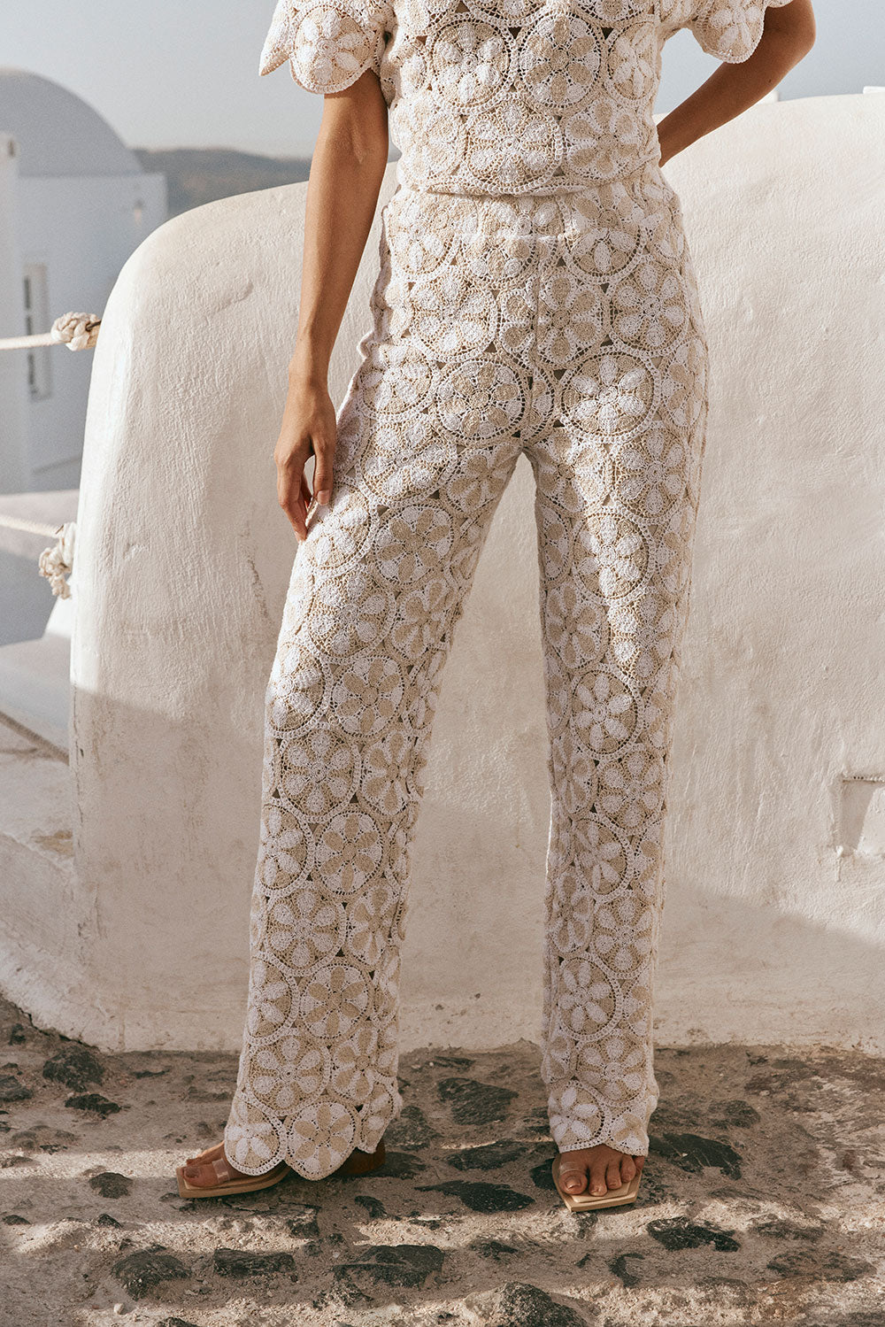 Kalila Crochet Pants - Ivory White Beige – SABO
