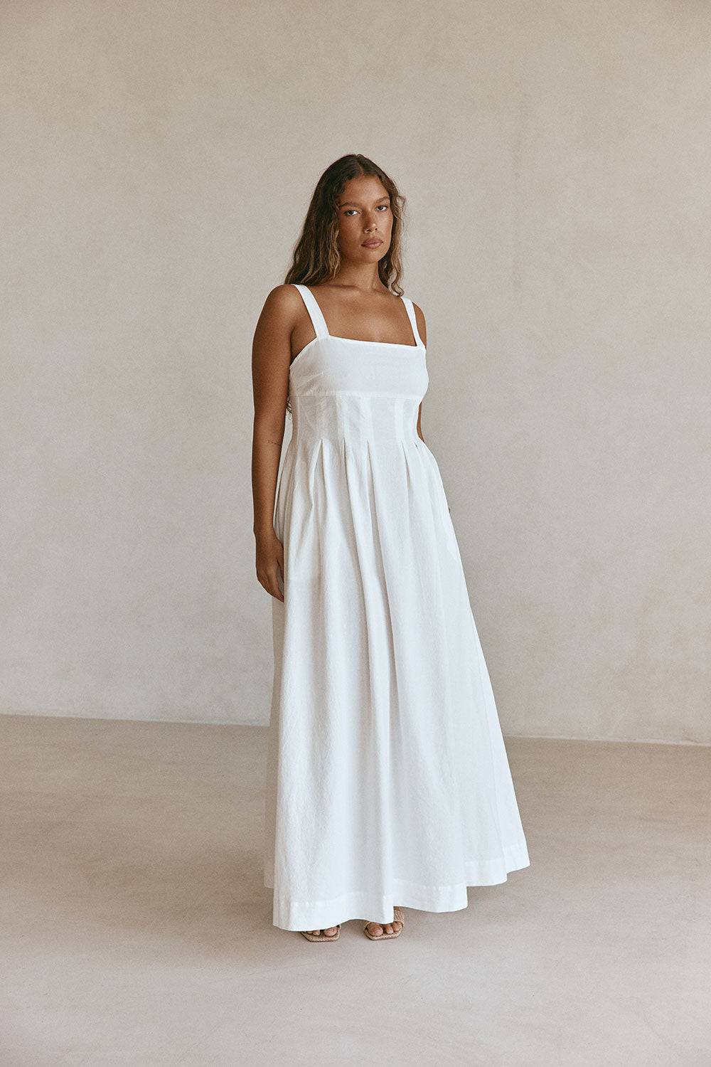 White Cotton Pintuck Maxi Flores Dress XL | by SABO White Cotton Pintuck Maxi Flores Dress XL | by SABO