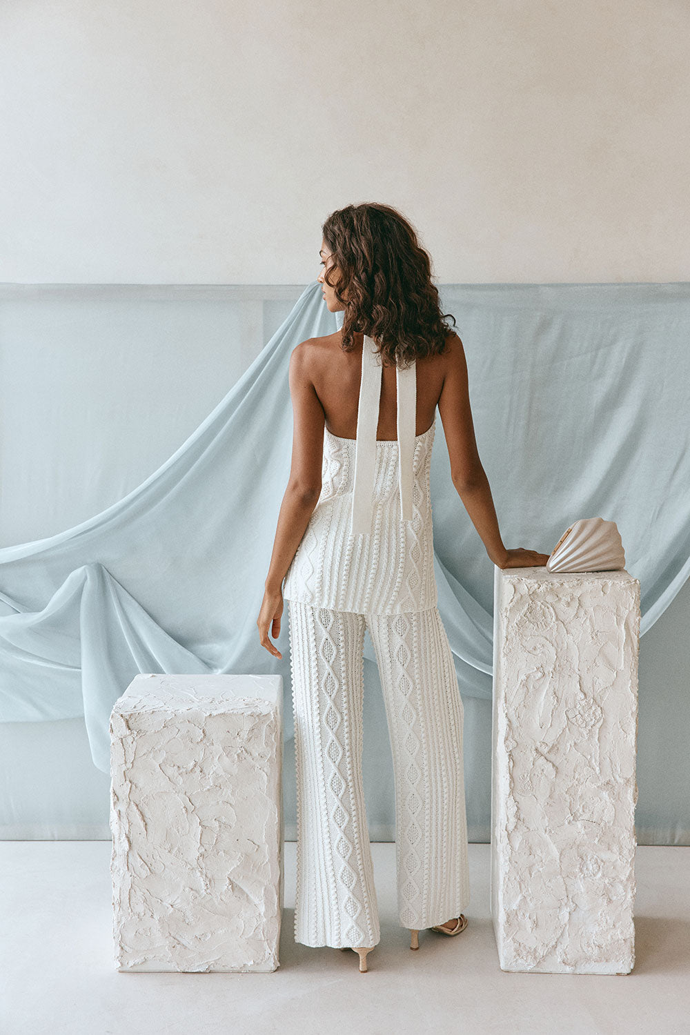 Cream Cable Knit High Waist Azari Pants – SABO