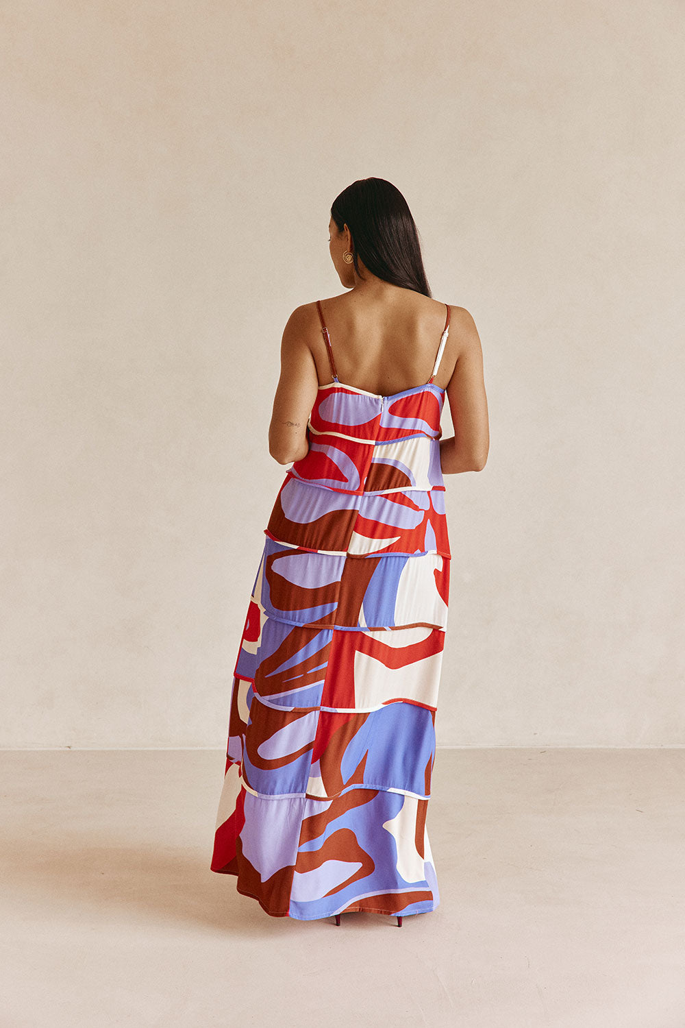 Valley Red Print Strappy Tiered Maxi Aitana Dress XL | by Sabo Valley Red Print Strappy Tiered Maxi Aitana Dress XL | by Sabo