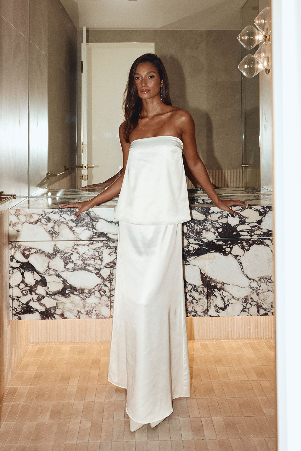 Bridal Cream Silky Strapless Mazxi Charli Dress XXXL
