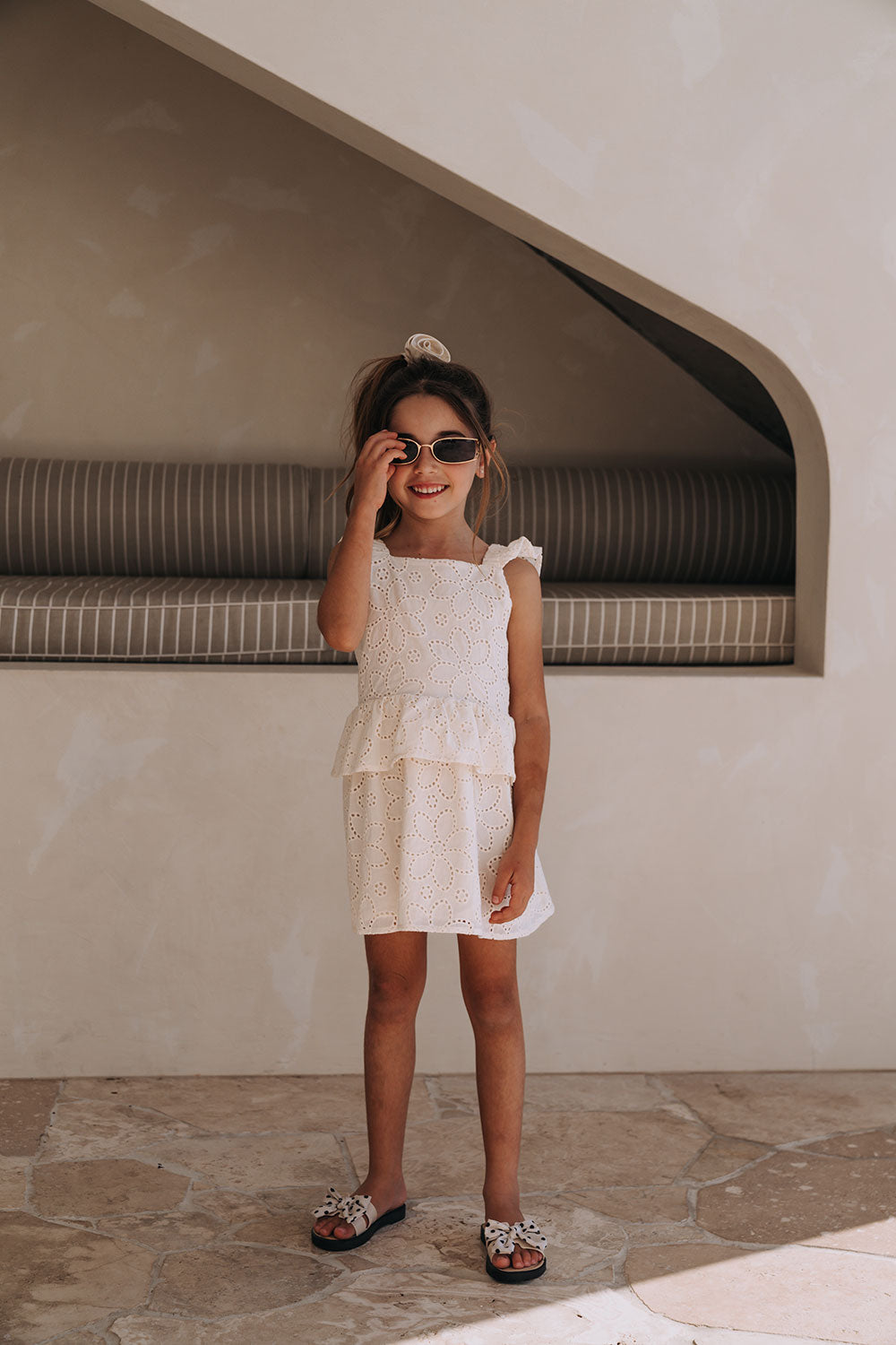 Cream Broderie Pippa Mini Peplum Kids Dress 2T