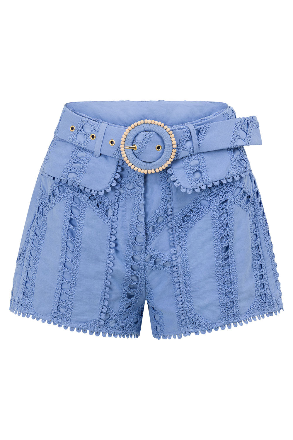 Blue Cotton Cutwork Belt Alyce Shorts – SABO