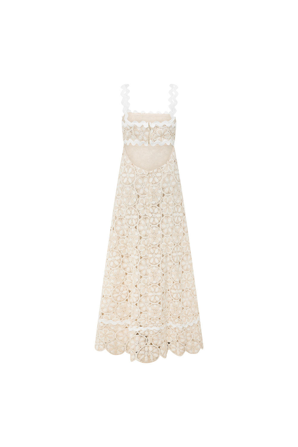 Dalton Backless Crochet Maxi Dress - White Beige SABO Dalton Backless Crochet Maxi Dress - White Beige SABO
