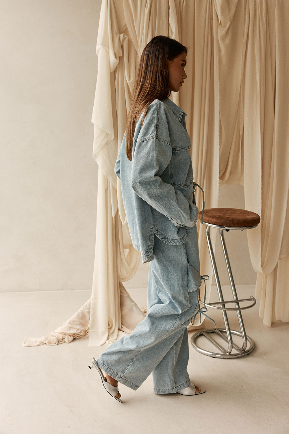 Light Blue Denim Bow Detail Poet Jean Pants – SABO