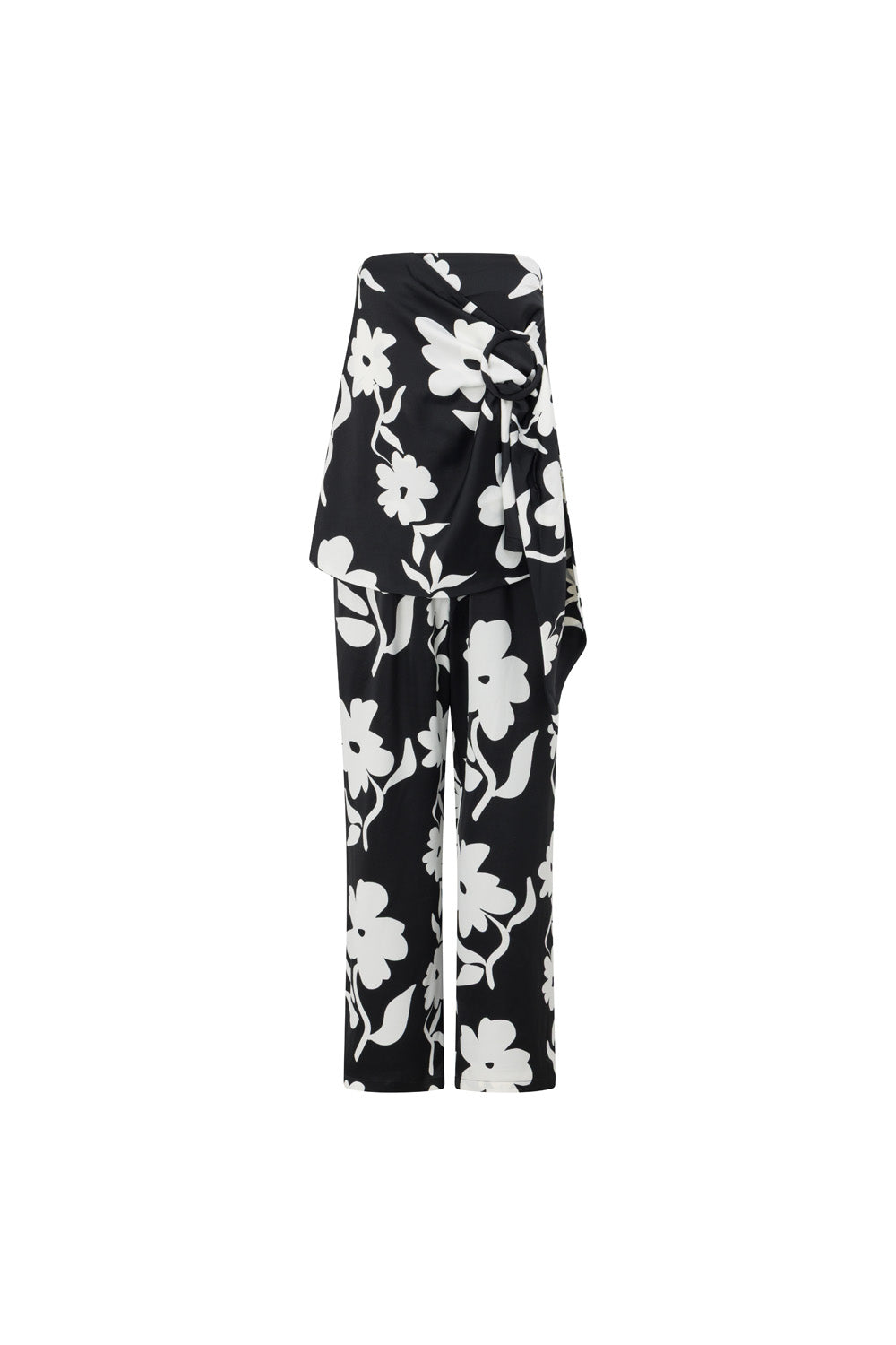 Black Alma Caroline Floral Print Strapless Heidi Jumpsuit – SABO