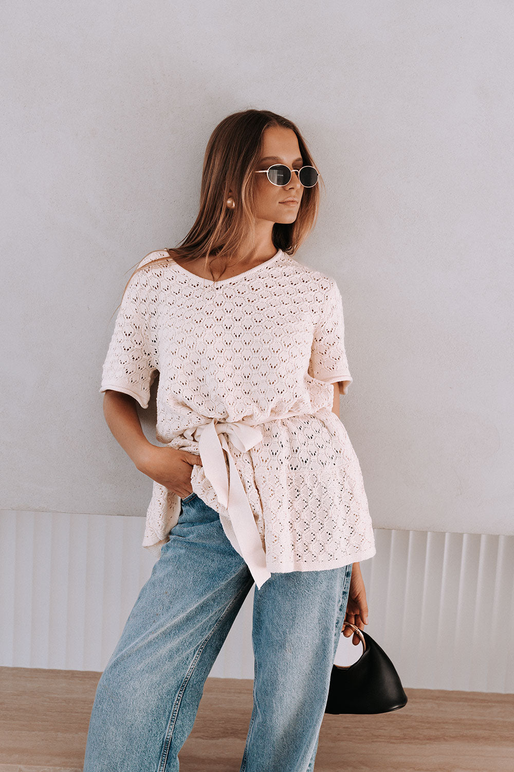 open tie-back pointelle knit dress Laura.Byrnes on LTK
