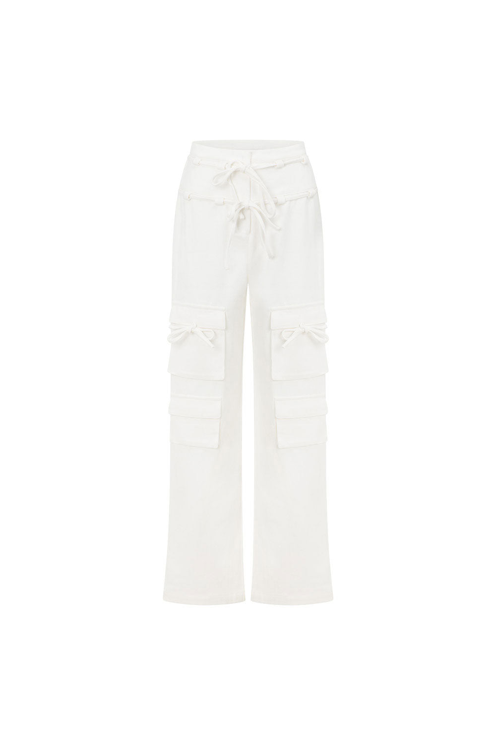 White High Waist Cargo Pocket Tie Jaicee Pants – SABO