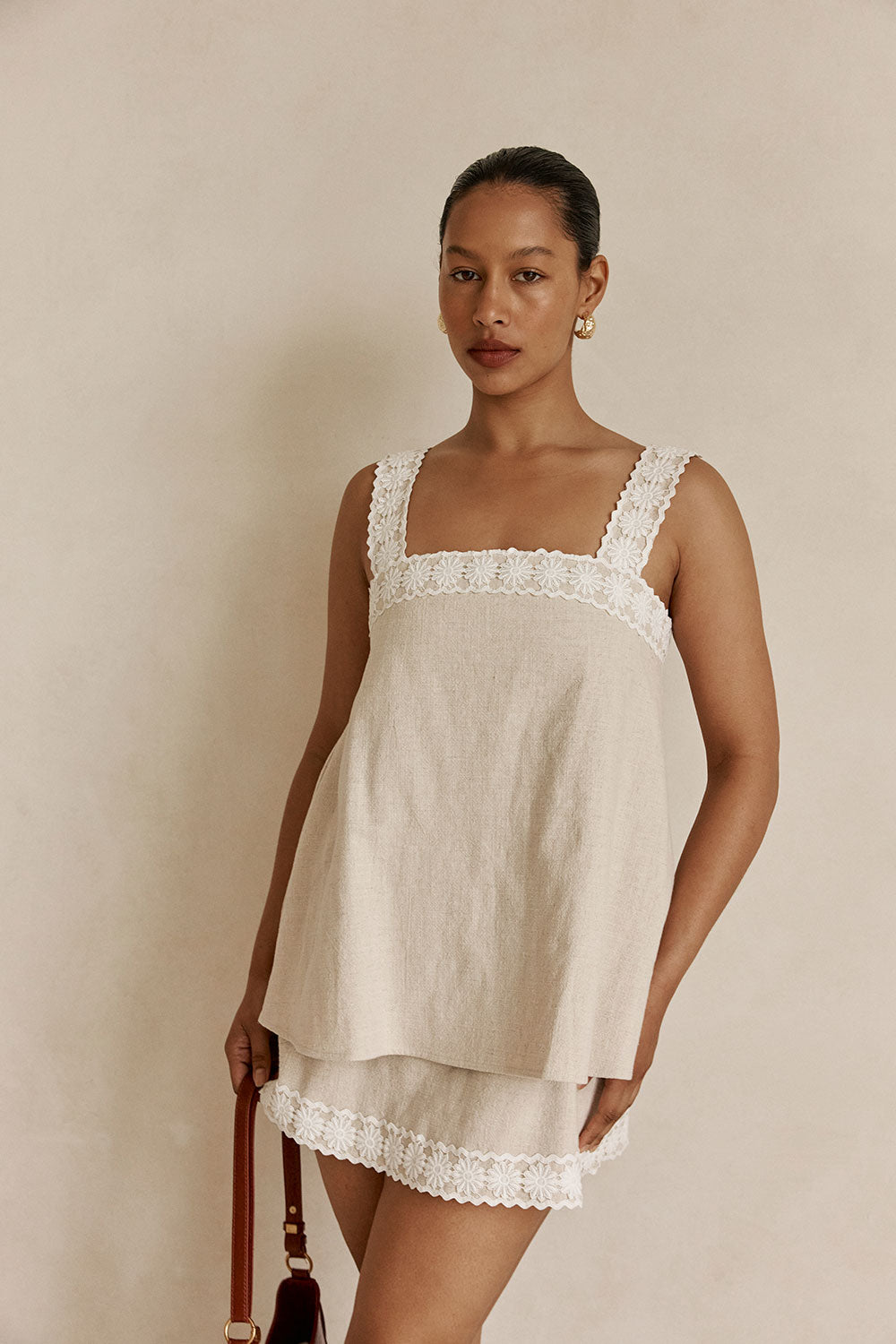 Beige Vintage Lace Detail Mini A-Line Lottie Dress XS | by SABO Beige Vintage Lace Detail Mini A-Line Lottie Dress XS | by SABO