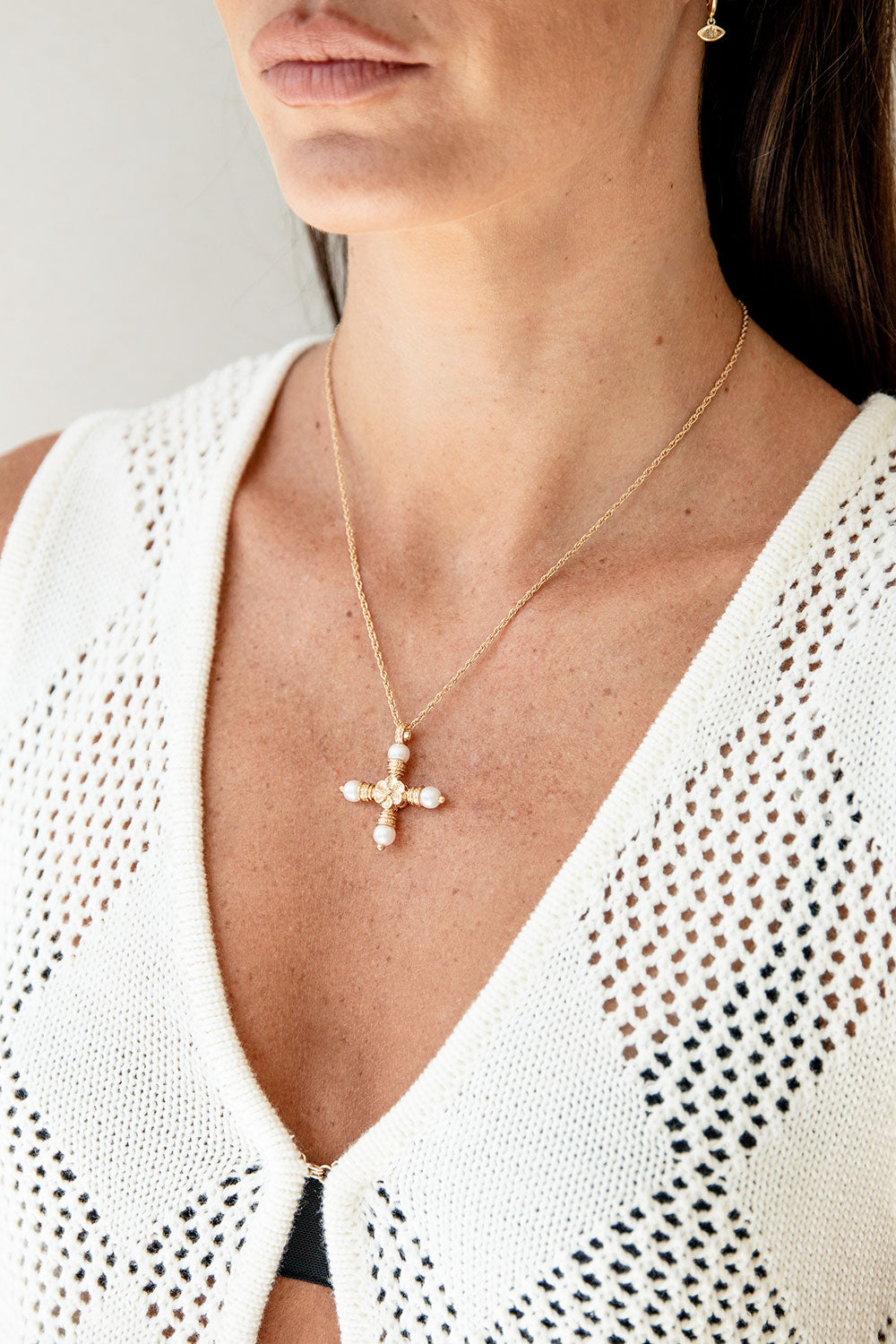 Pearla Cross Necklace