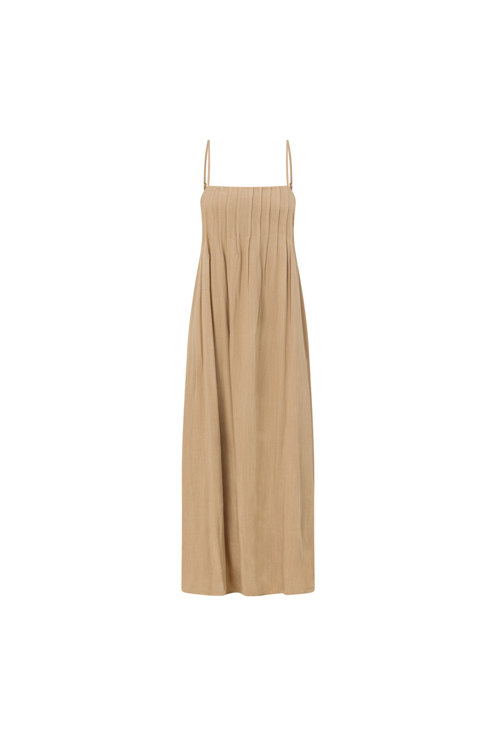 Tan Pin Tuck Pleat Maxi Ada Dress – SABO