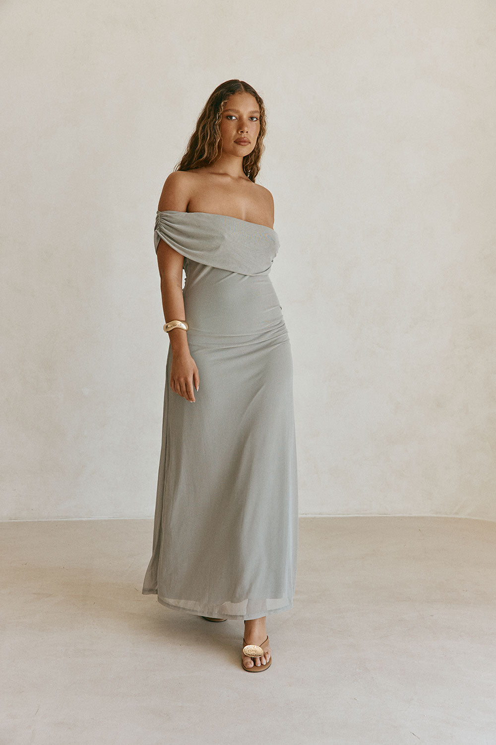Grey Off Shoulder Maxi Danika Dress S | by Sabo Grey Off Shoulder Maxi Danika Dress S | by Sabo