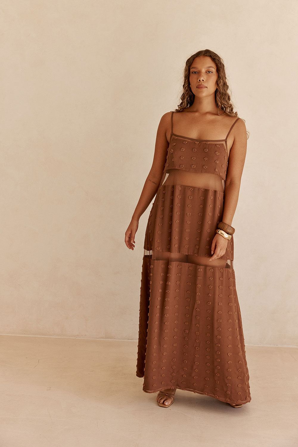 Brown Strappy Panel Maxi Tassia Dress SABO Brown Strappy Panel Maxi Tassia Dress SABO