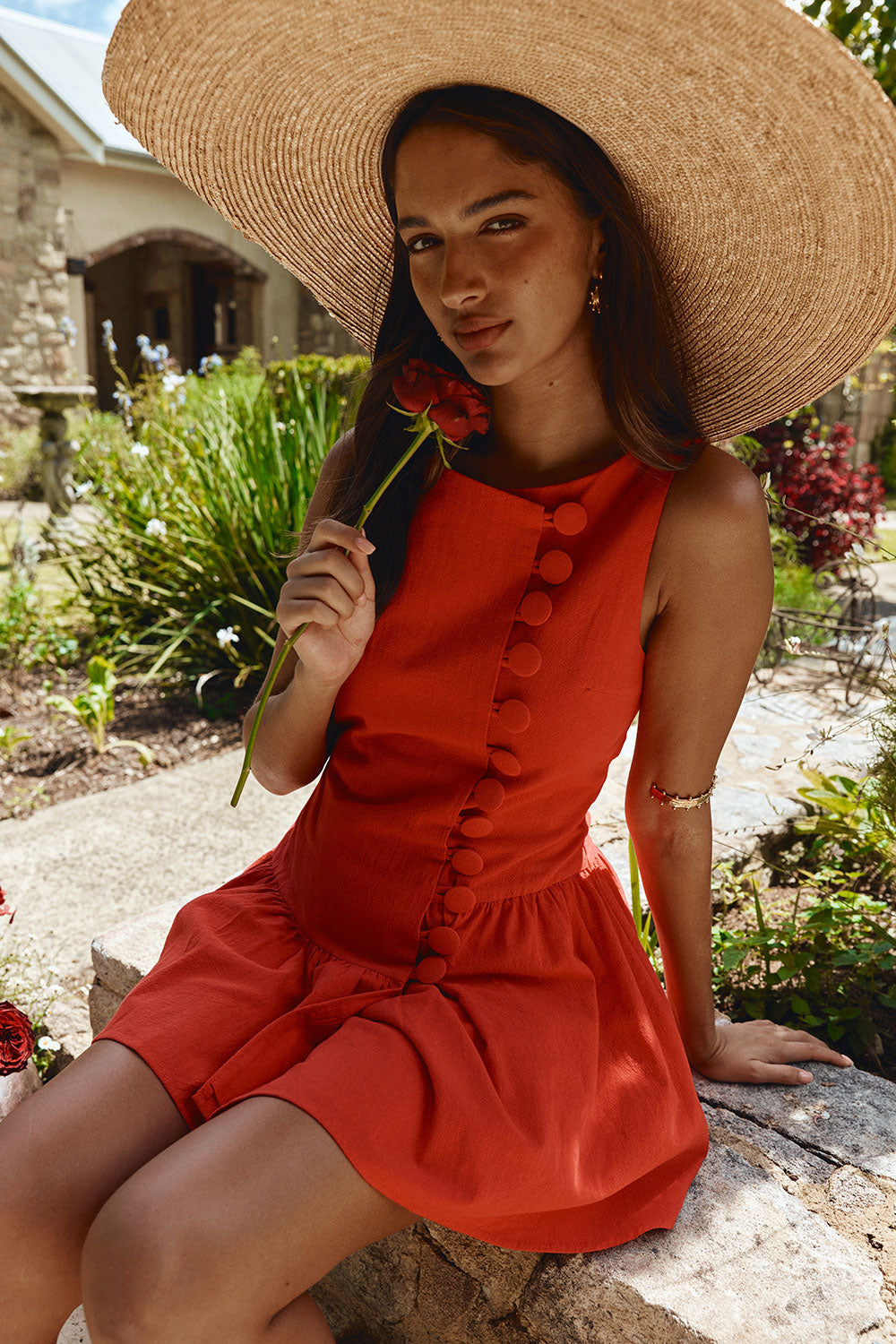 red button up dress Women Solid Collar Neck Adjustable Drawstring Sleeves Front Button-Up Gathered Maxi like mini dress is bound to find its way into your vacay wardrobe Red Button Up Mini Alfresco