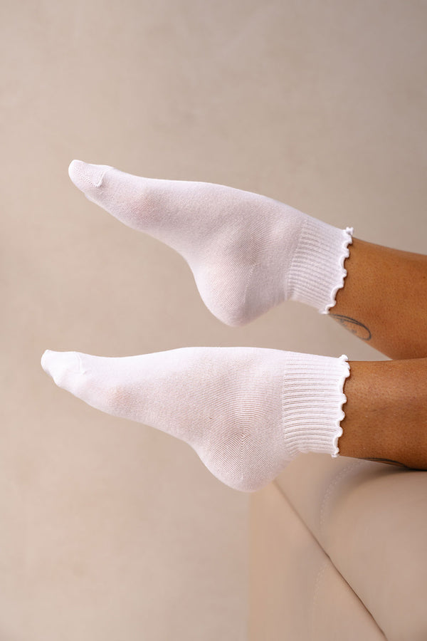 Jordyn Ruffle Socks - White