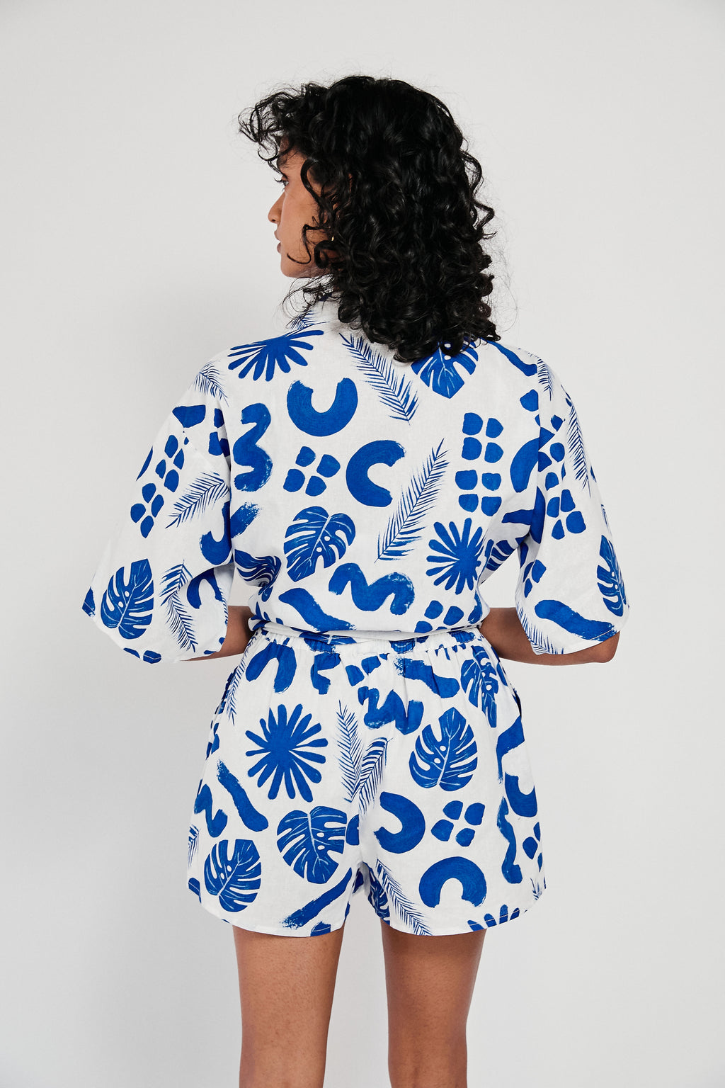 SAMPLE-Thessy Top - Blue Leaf