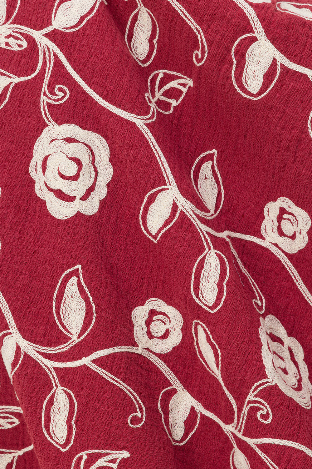 Red Embroidered Dahlia Print Babydoll Mini Evelia Dress – SABO