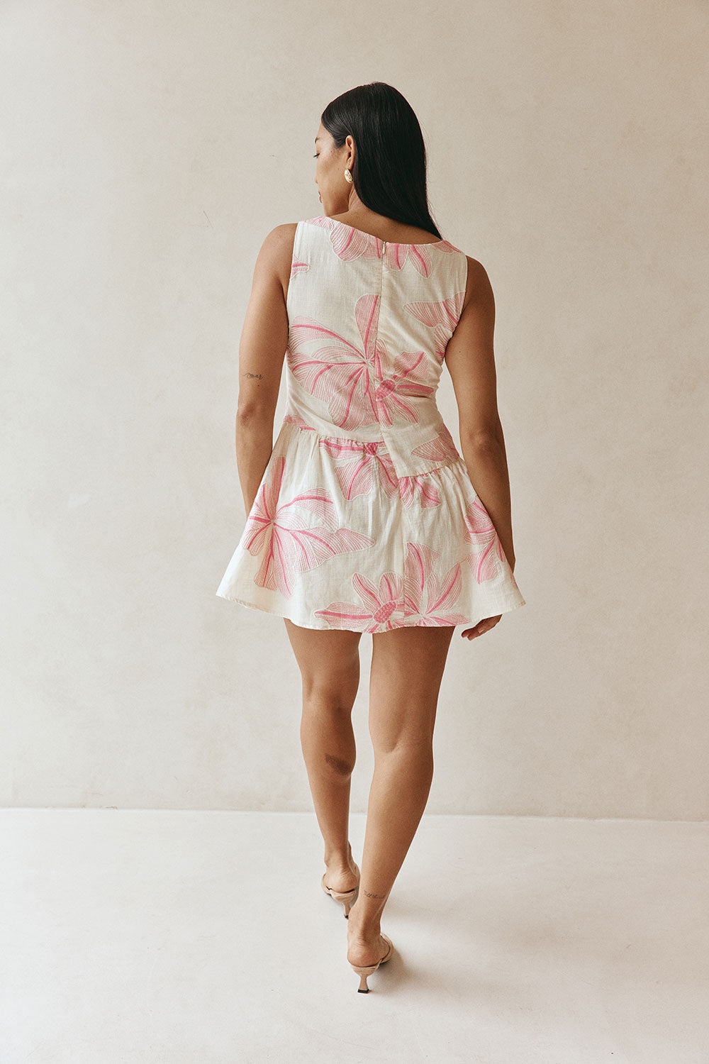mini spring dress Pink Spring Floral Print Button Mini Alfresco Dress L