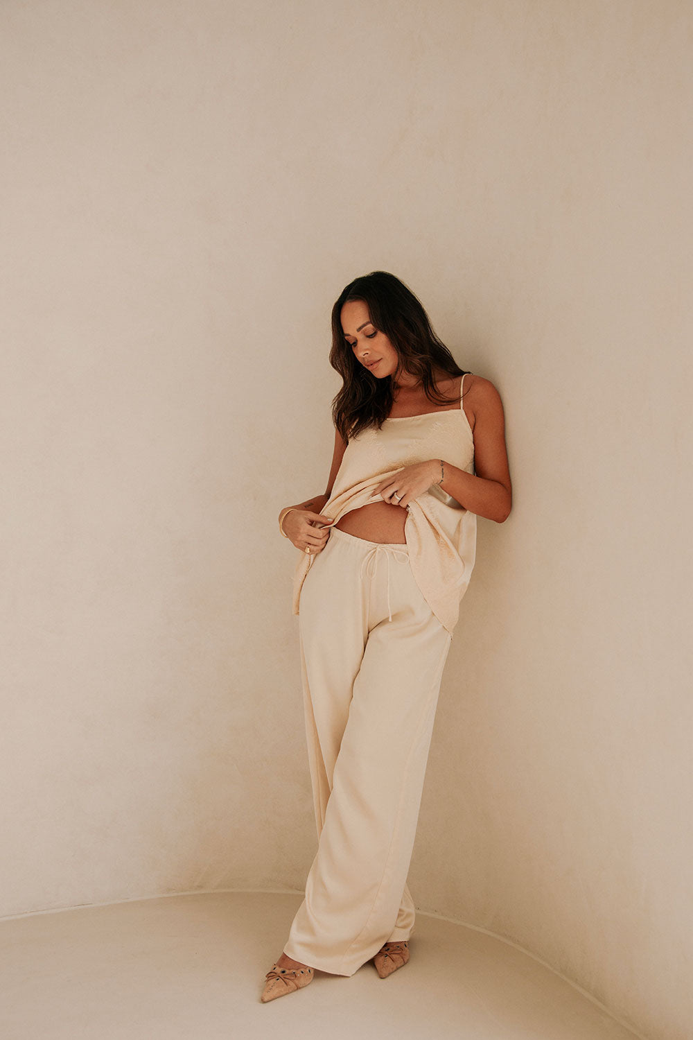 Kehlani Silk Elasticated Tie Pants - Cream – SABO
