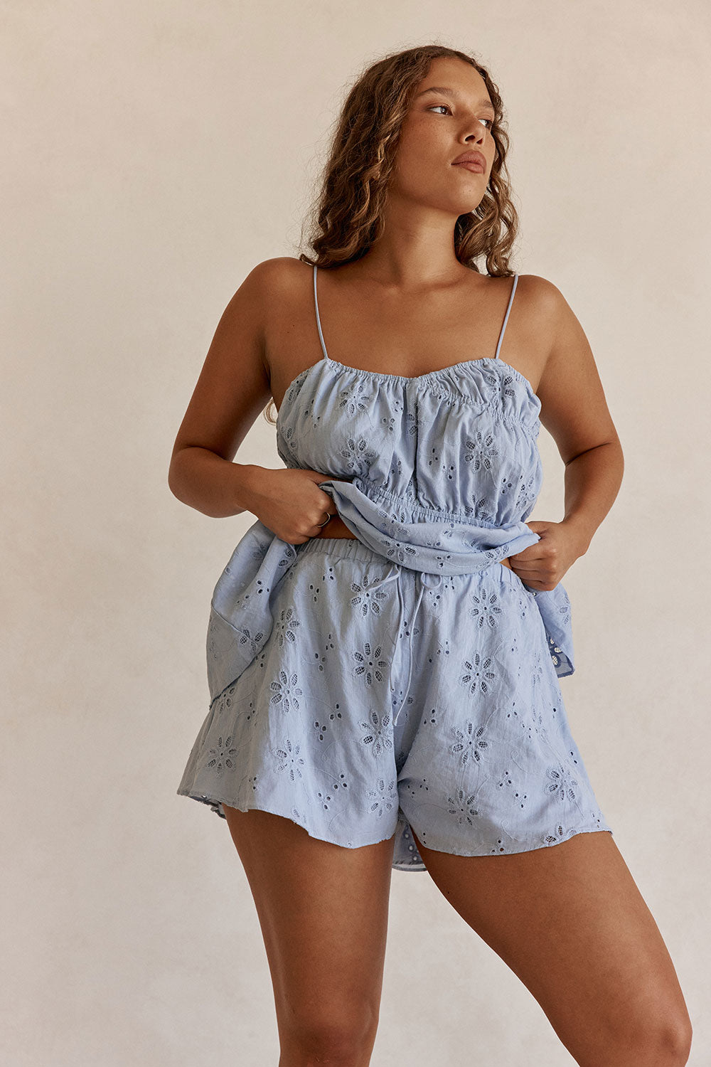 Octavia Shorts - Blue Broderie