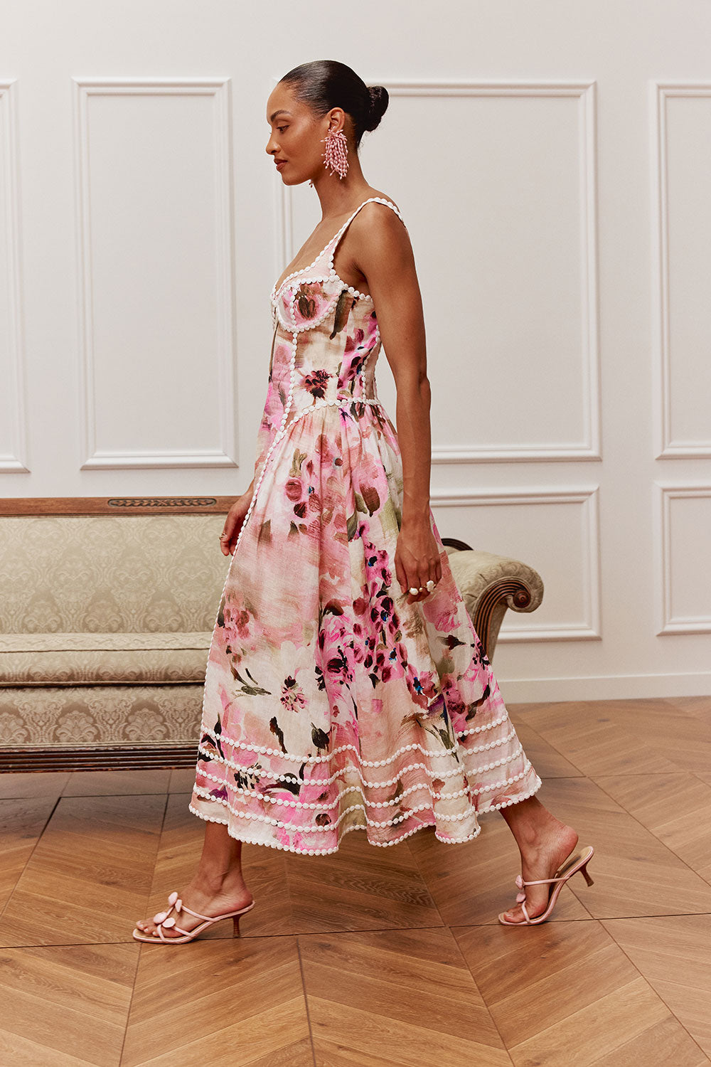 Pink Luce Del Sole Print Sweetheart Maxi Marielle Dress – SABO