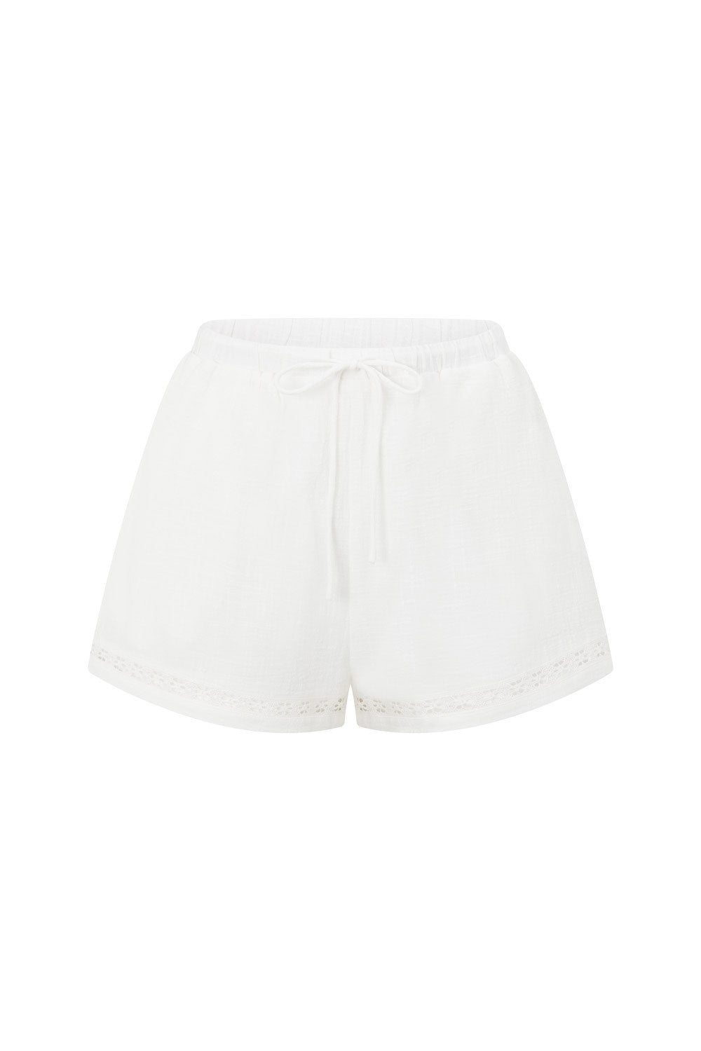 White Lace Elastic Drawstring Cerelia Shorts – SABO