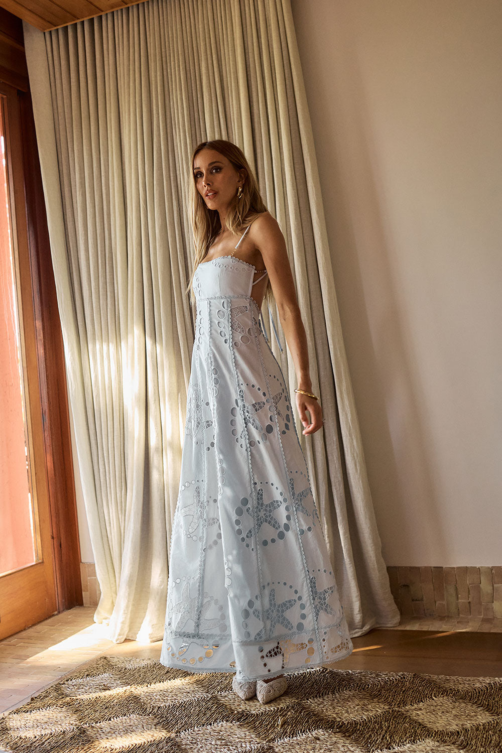 Blue Starfish Broderie Backless Maxi Avere Dress XXL