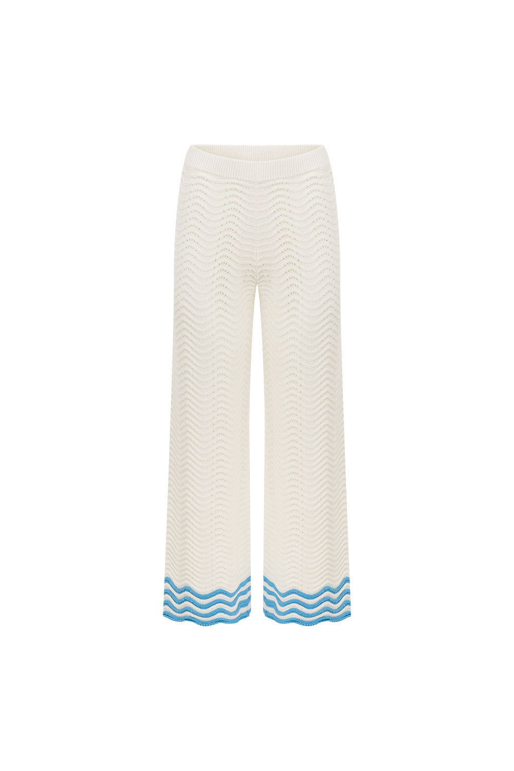 White Cotton Knit High Waist Khalani Pants – SABO
