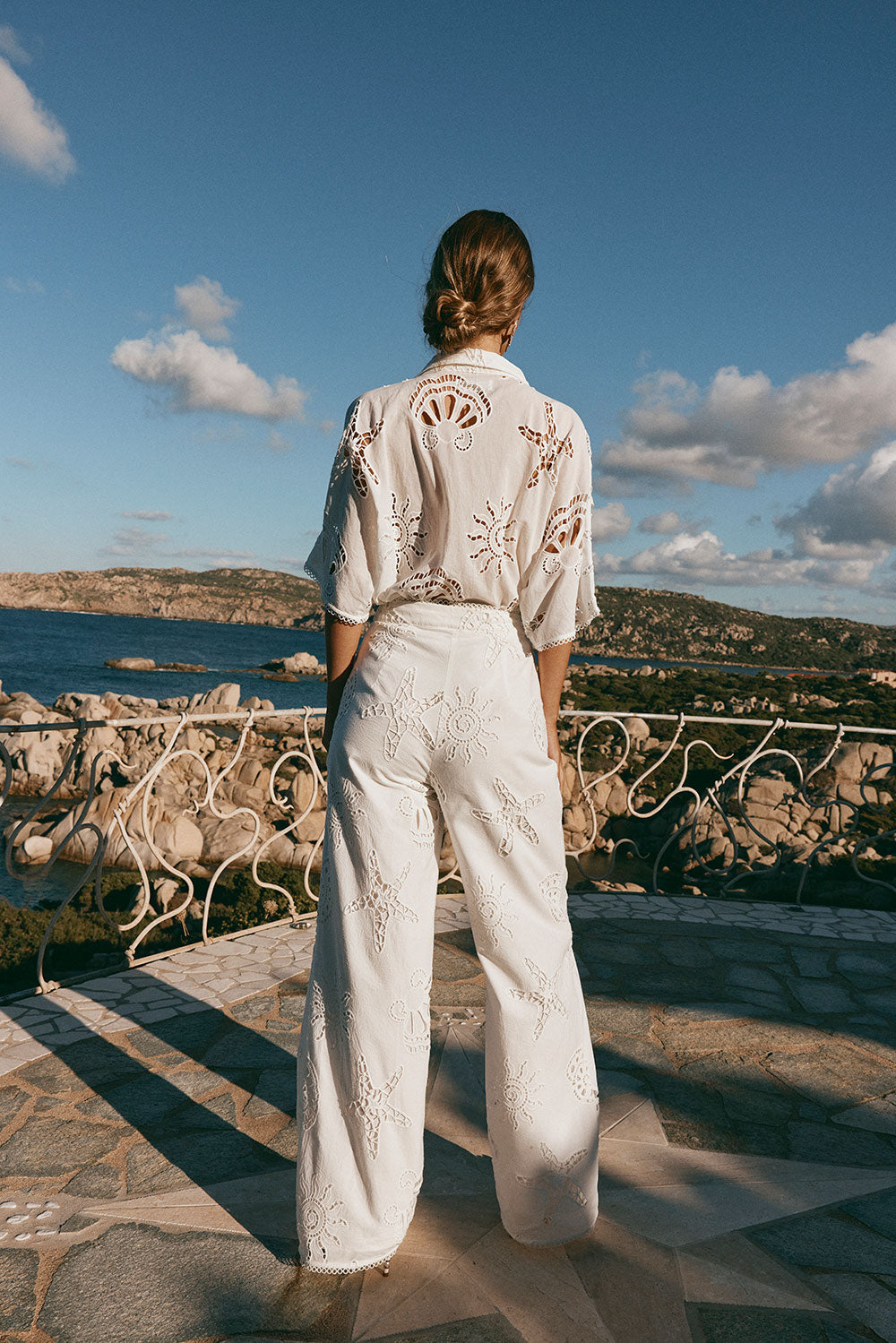 Nissi White Embroidered High Waisted Pants - Corallo Bianca – SABO