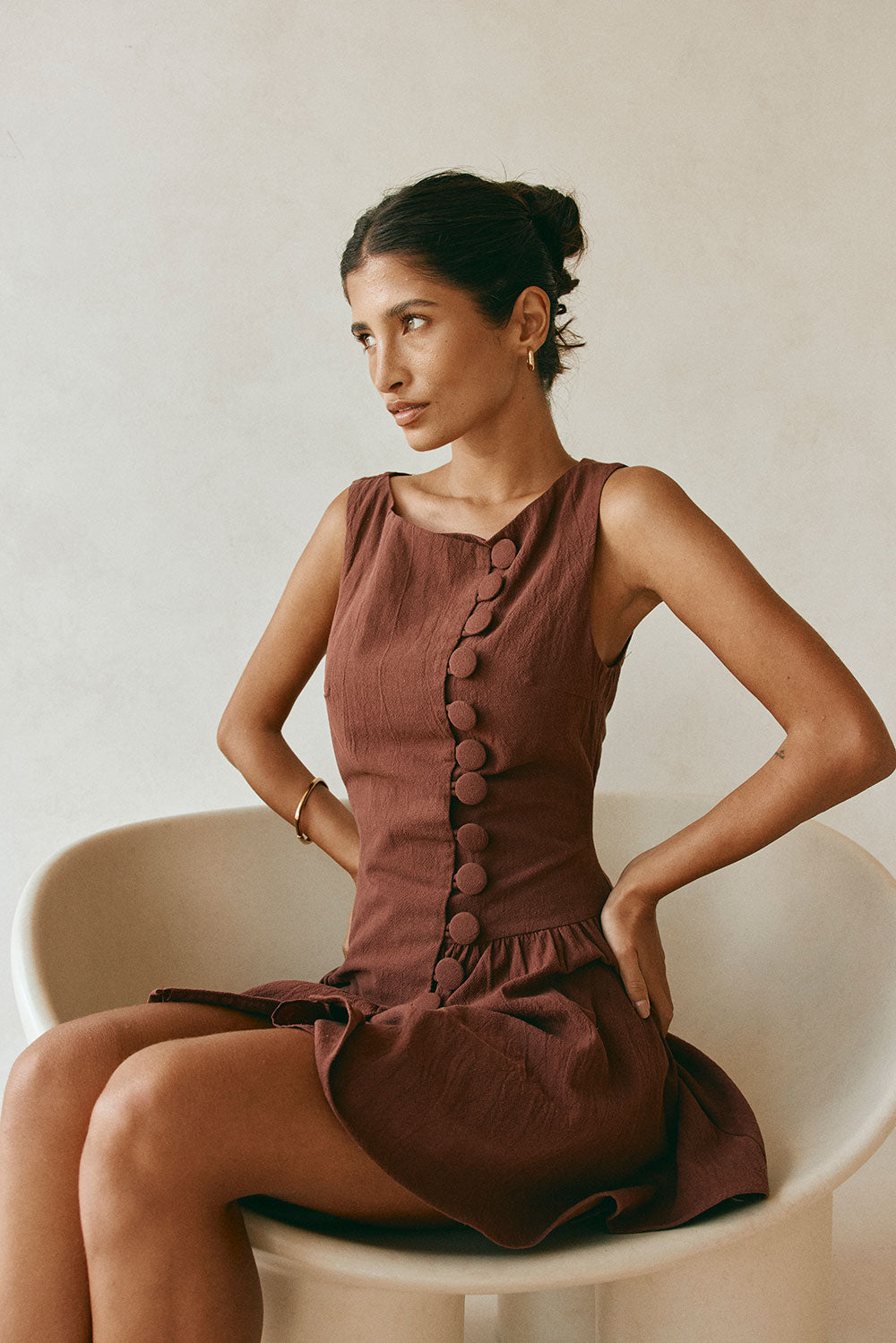 chocolate brown dress mini Mattea Slinky And Mesh Mini Dress With Scarf