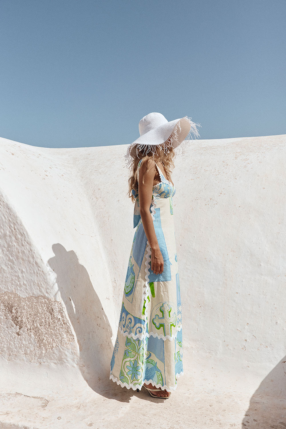Deluca Backless Maxi Dress - Theotokos Ocean Blue White Green SABO Deluca Backless Maxi Dress - Theotokos Ocean Blue White Green SABO
