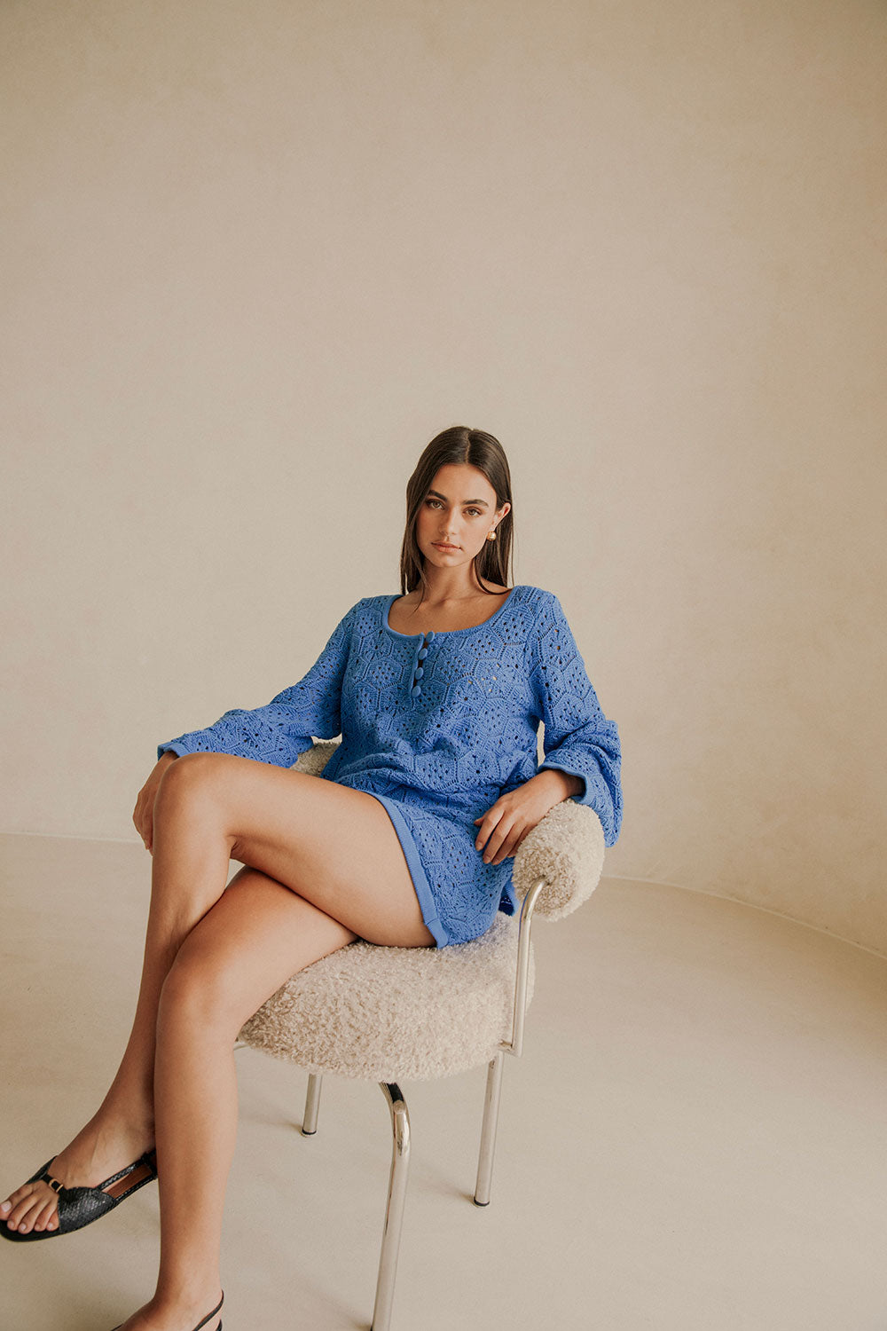 Blue Cotton Knit High Waist Mini Alivia Skirt – SABO