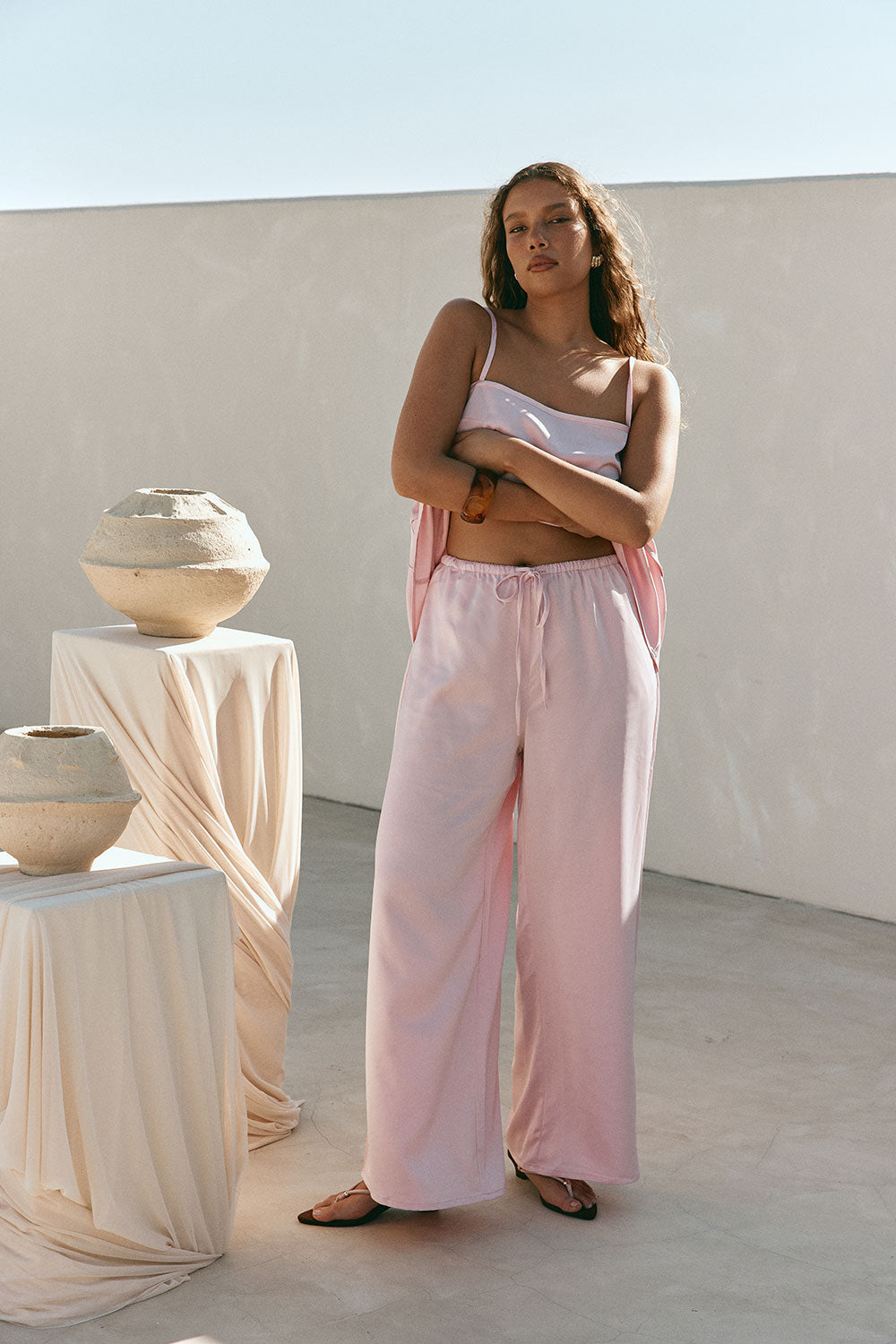 Blush Pink Elastic Drawstring Tamar Pants – SABO