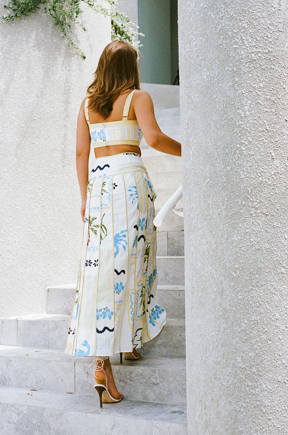 Estelle Maxi Skirt - White Blue Yellow Floral – SABO