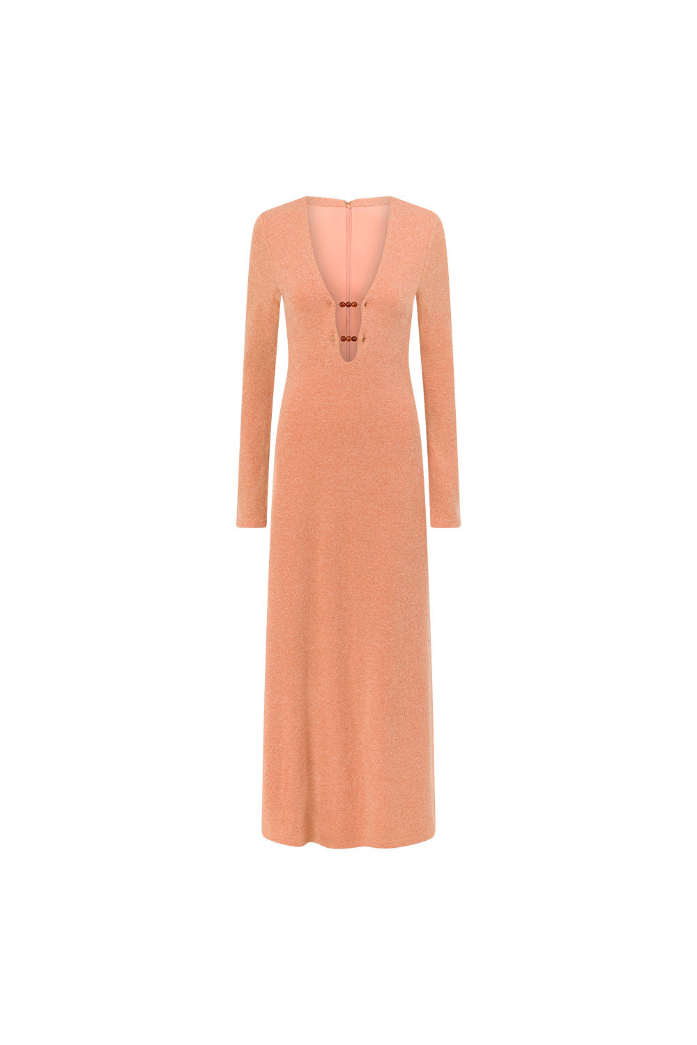 Apricot Orange Long Sleeve V Neck Maxi Belora Dress XL