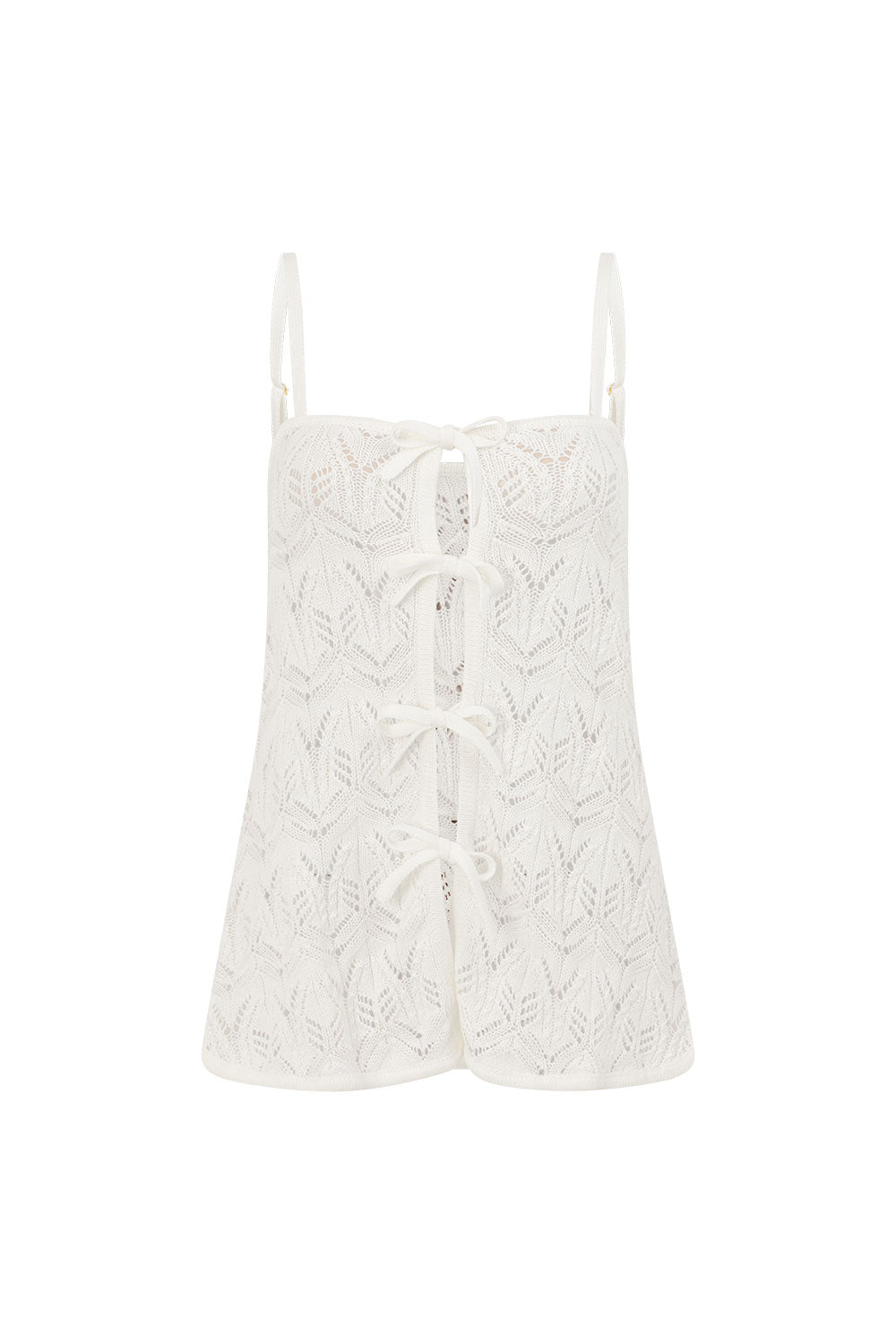 White Crochet Knit Front Tie Atley Top – SABO