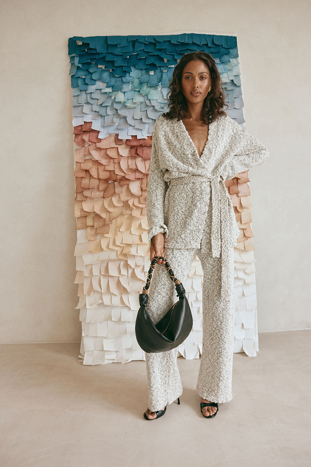 Grey Chunky Knit Long Sleeve Wrap Jamila Cardigan – SABO