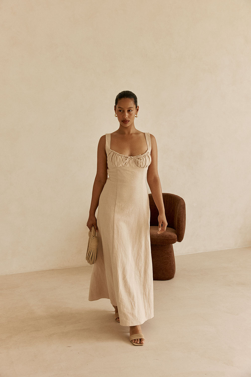 Beige Milkmaid A-Line Maxi Arlette Dress XS | by SABO Beige Milkmaid A-Line Maxi Arlette Dress XS | by SABO