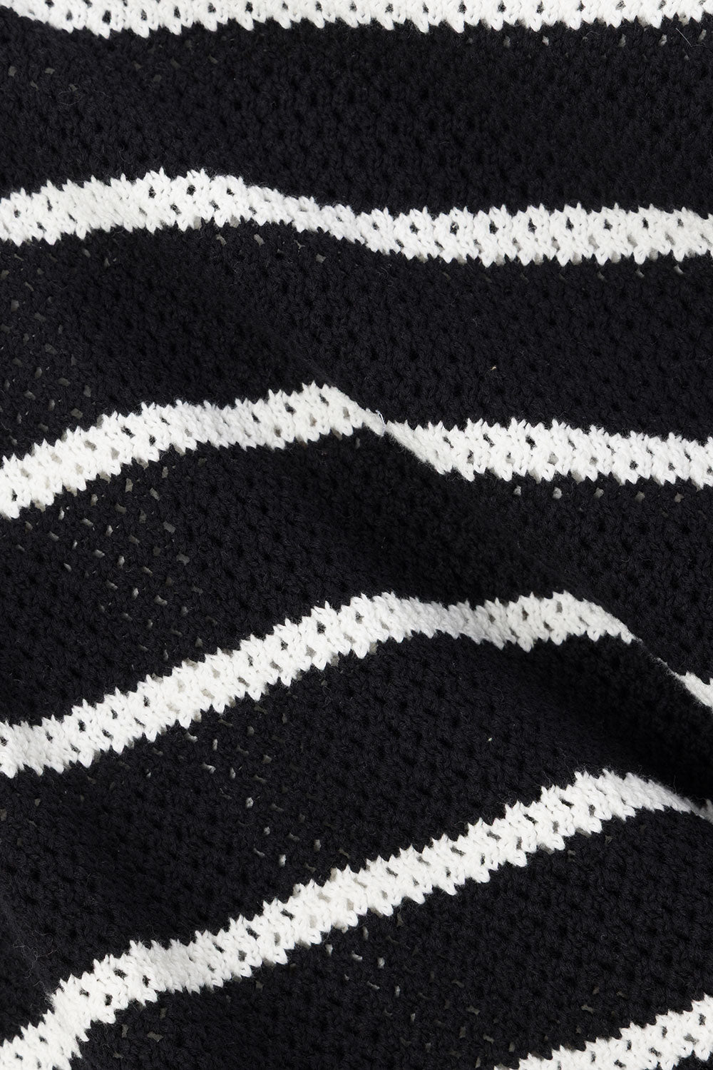 Black And White Stripe Knit Button Up Collar Mia Top – SABO