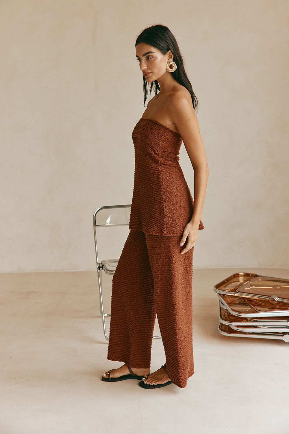 Chocolate Brown Knit Strapless Sahlia Top – SABO