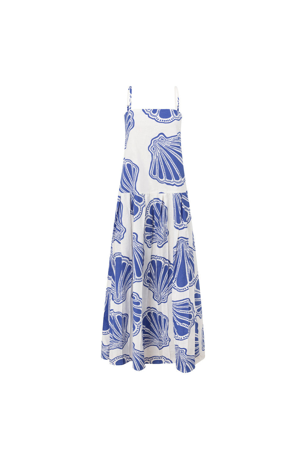 Bette Thin Strap Maxi Dress - Seashell Print, Blue, White SABO Bette Thin Strap Maxi Dress - Seashell Print, Blue, White SABO