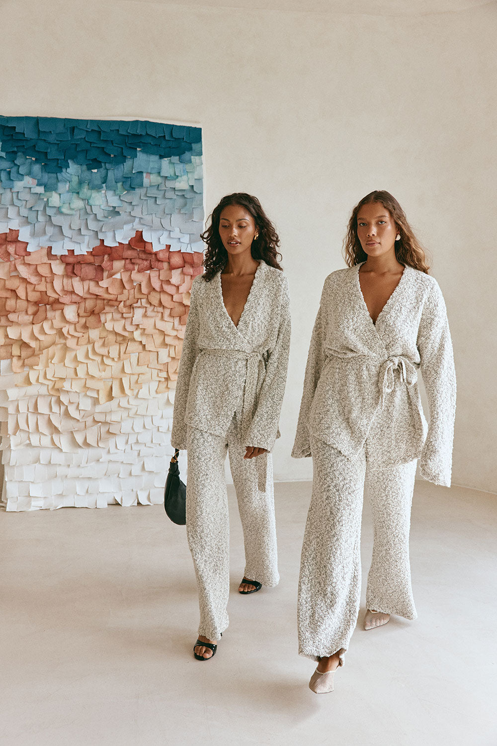 Grey Chunky Knit Long Sleeve Wrap Jamila Cardigan – SABO