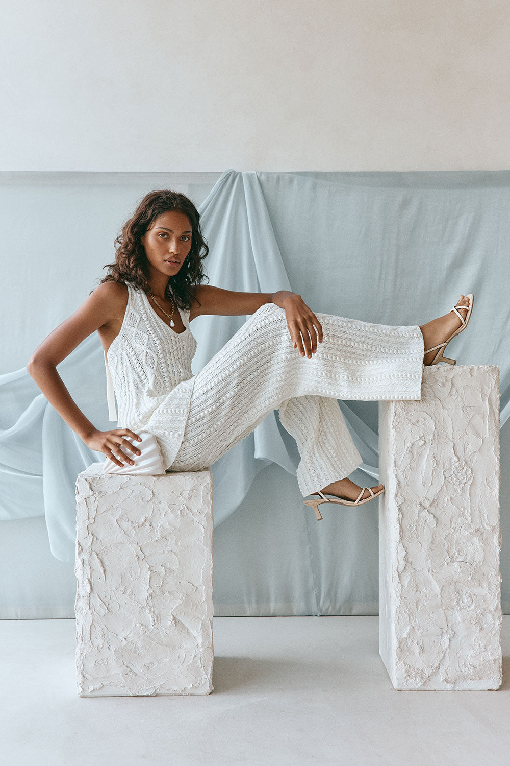 Cream Cable Knit High Waist Azari Pants – SABO
