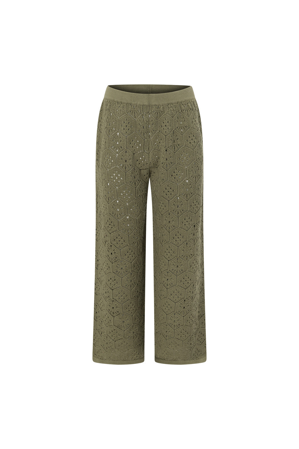 Khaki Green Crochet Knit High Waist Umiko Pants – SABO