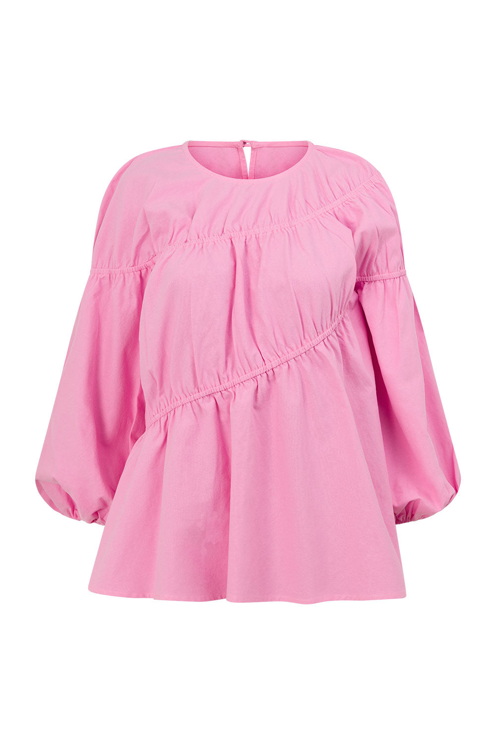 Pink Ruched Puff Sleeve Akel Top – SABO