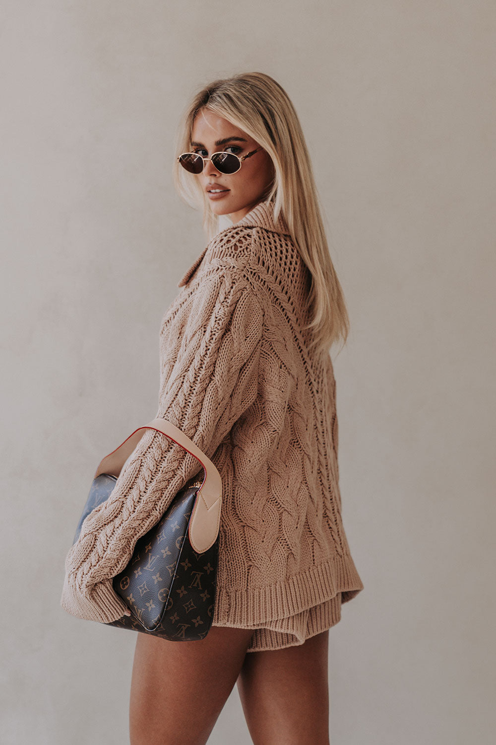 Tan Knit Long Sleeve Button Up Collar Addison Sweater – SABO